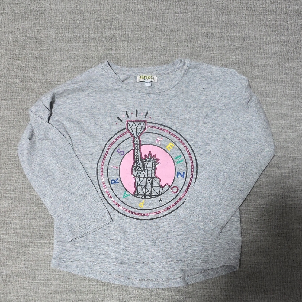 Kenzo Kids Gray and Pink Long Sleeve Tee